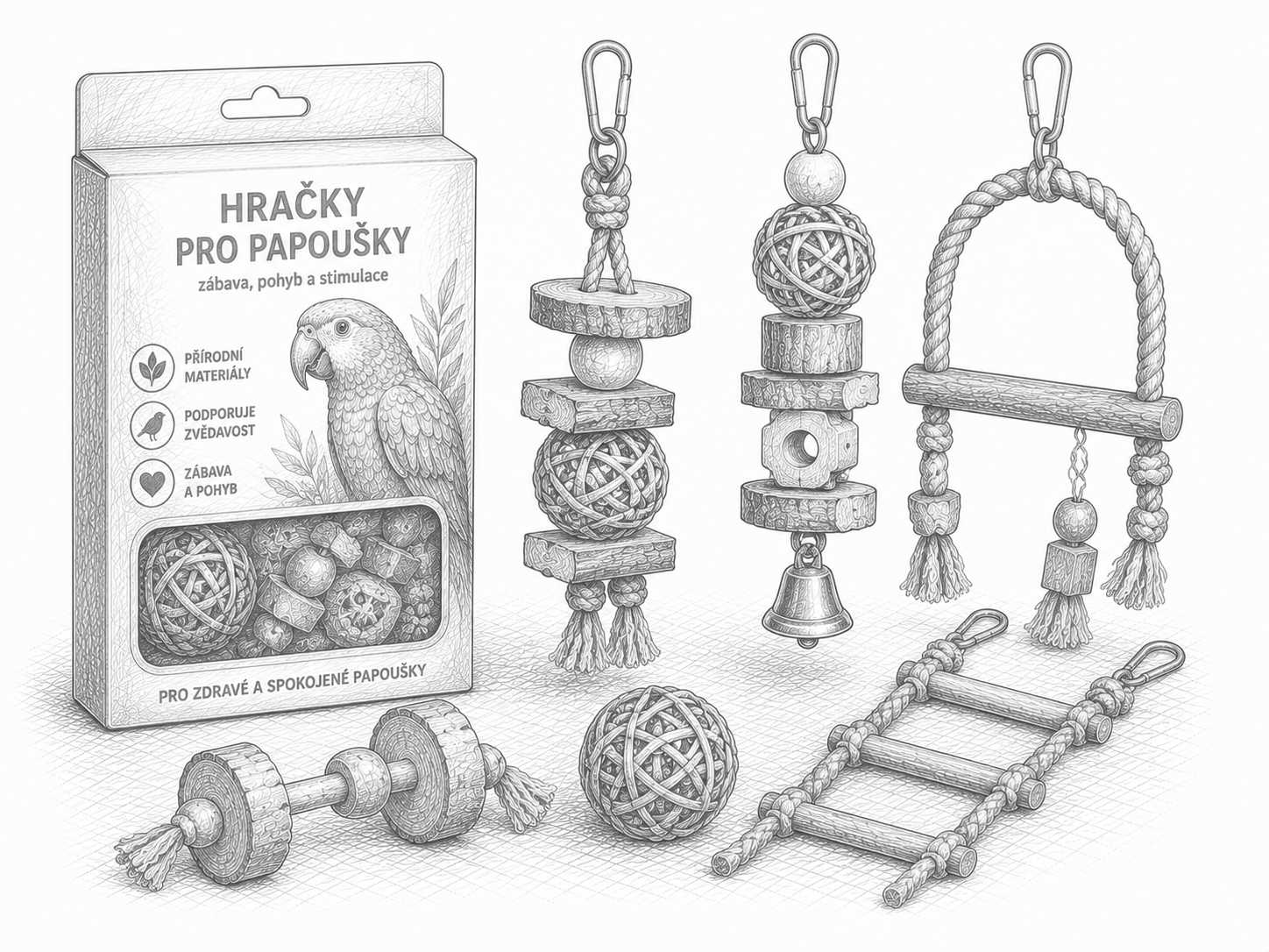 Hračky pro papoušky 